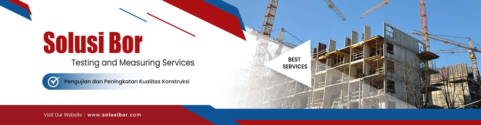 Solusi Bor, Jasa uji pondasi bangunan, Layanan audit struktur bangunan , Pengujian load test konstruksi , Testing and measuring services bangunan , Jasa soil test untuk konstruksi , Perbaikan dan upgrade bangunan , Layanan uji kekuatan pondasi , Pengujian tanah untuk pembangunan , Layanan inspeksi bangunan nasional , Konsultan struktur bangunan , Jasa pengukuran dan pengujian material , Jasa pengujian kualitas tanah , Uji beban struktur bangunan , Perbaikan struktur bangunan retak , Audit keselamatan konstruksi bangunan,